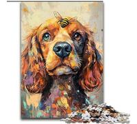 Rompecabezas de 1000 Piezas de Cocker Spaniel con Grafiti, Rompecabezas difíciles para Adultos, Adolescentes y diversión Familiar, Regalo Ideal para cumpleaños, 26x38cm