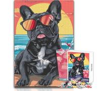 Rompecabezas de 1000 Piezas de cóctel de Bulldog francés para Adolescentes, Juego Interactivo de Pensamiento lógico, Regalo Ideal para Ocasiones memorables, tamaño 38x26cm