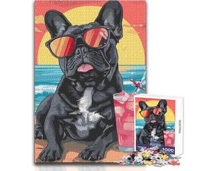Rompecabezas de 1000 Piezas de cóctel de Bulldog francés para Adolescentes, Juego Interactivo de Pensamiento lógico, Regalo Ideal para Ocasiones memorables, tamaño 38x26cm