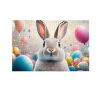 Rompecabezas de 1000 piezas de conejo de globo colorido para adultos, rompecabezas de madera para adultos, regalos para decoración del hogar