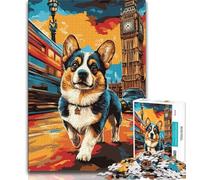 Rompecabezas de 1000 Piezas de Corgi bajo el Big Ben para Adolescentes Juguetes educativos interacción Entre Padres e Hijos 26x38cm