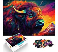 Rompecabezas de 1000 Piezas de Corte de precisión “Animales Abstractos Bisonte” Hecho de Papel,para Mayores de 14 años para la decoración del hogar Regalos de cumpleaños。tamaño:26x38cm