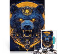 Rompecabezas de 1000 Piezas de Corte de precisión “Arte de Cabeza de Oso” Madera,para Mayores de 14 años Juegos Educativos Juego de Decoración del Hogar. Lista de Deseos con Papá Noel。
