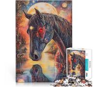 Rompecabezas de 1000 Piezas de Corte de precisión “Caballo de Ojos Rojos” Hecho de Papel，para Mayores de 14 años para la Noche de Juegos y diversión Familiar Juego de Navidad Regalos para Mujeres。