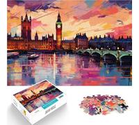 Rompecabezas de 1000 Piezas de Corte de precisión “ Londres al Atardecer” Hecho de Papel，para Mayores de 14 años Decoración Perfecta Regalo para cumpleaños。tamaño：38x52cm/14.96x20.47pulgada