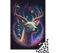 Rompecabezas de 1000 Piezas de Cosmic Trippy Deer2 para Adultos, Mayores de 14 años, 1000 Piezas (75 x 50 cm)