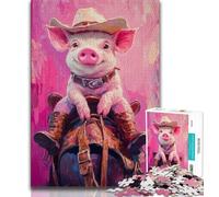 Rompecabezas de 1000 Piezas de Cowboy Pig Baby para Adultos Un Juego desafiante, Ideal para Regalar a Toda la Familia (38x26cm)