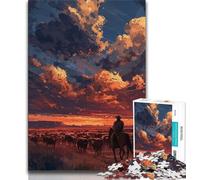 Rompecabezas de 1000 Piezas de Cowboys on The Prairie para Adultos, Juguete Educativo Intelectual descompresor, decoración (50x75cm)