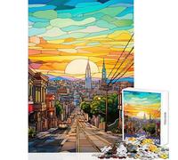 Rompecabezas de 1000 Piezas de Cristal de San Francisco Juegos educativos Corte de precisión Juguetes antiestrés Regalo de cumpleaños Regalos de Viaje (50x75cm)