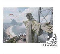 Rompecabezas de 1000 Piezas de Cristo Redentor con Figura Encapuchada y paracaídas para Adultos. Juego Educativo. Hermosa decoración. Difícil y desafiante. Ideal para cumpleaños. 38 x 26 cm.