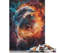 Rompecabezas de 1000 Piezas de Danza cósmica de Delfines para Adultos, decoración única para el hogar y Regalos, 38 x 26 cm (1000 Piezas)