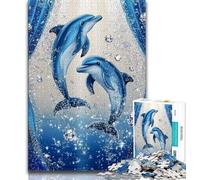 Rompecabezas de 1000 Piezas de Delfín Diamante para Adultos, desafiante, Divertido y Divertido Decoración hogar (38x26cm)