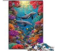 Rompecabezas de 1000 Piezas de Delfines submarinos para Adultos, un Juego desafiante y Familiar Que interactúa Entre Padres e Hijos (50x75cm)