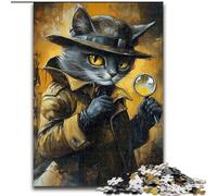 Rompecabezas de 1000 Piezas de Detective Cat para Adultos, 50x75cm, Adolescentes, Parejas y Amigos para cumpleaños y Navidad