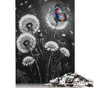 Rompecabezas de 1000 Piezas de Dientes de león y Mariposas en Blanco y Negro para Adultos, Juego Educativo, Juguete de desafío, 1000 Piezas (75 x 50 cm)