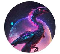 Rompecabezas de 1000 piezas de dinosaurio de cuento de hadas de neón,rompecabezas redondos de 1000 piezas para adultos,decoración DIY,desafío mental,para adultos,familia,regalo navideño,67,5 x 67,5 cm
