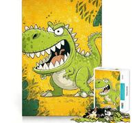 Rompecabezas de 1000 Piezas de Dinosaurio Verde Enojado para Adultos Divertido Juego de Memoria Componentes Resistentes y de Corte Limpio aliviar el estrés (50x75cm)
