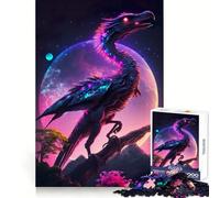 Rompecabezas de 1000 Piezas de Dinosaurios de Cuento de Hadas neón para Adultos Juguete para ejercitar la Mente, Ideal para Momentos de unión, Arte y como Regalo Elegante (38x52cm)