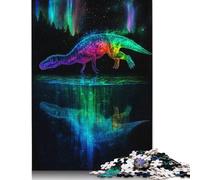 Rompecabezas de 1000 Piezas de Dinosaurios de la Aurora Boreal para Adultos, Adolescentes y niños. Rompecabezas de Madera. Juegos Familiares 1000 Piezas (75 x 50 cm).