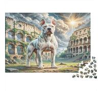 Rompecabezas de 1000 Piezas de Dogo Argentino para Adultos Adolescentes Perro por Antiguo Coliseo Regalo Divertido | Actividad Familiar Desafiante 38x26cm/1000pcs