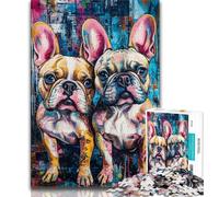 Rompecabezas de 1000 Piezas de Dos Bulldogs franceses para Adultos y Adolescentes, Juguetes educativos, decoración de Pared antiestrés, 38x26cm