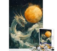 Rompecabezas de 1000 Piezas de dragón Celestial y Luna Dorada Juguetes de Bricolaje Regalos para Mujeres y Hombres Juego Educativo para Mejorar el Amor en Pareja tamaño 38x52cm