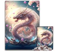 Rompecabezas de 1000 Piezas de dragón Chino de Cristal de Madera para decoración del hogar Año Nuevo para Adolescentes 1000 Piezas (75 x 50 cm)