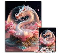 Rompecabezas de 1000 Piezas de dragón Chino de Cristal Ideal para Adolescentes coleccionistas decoración del hogar Regalo de Viaje 1000 Piezas (38 x 26 cm)