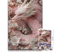 Rompecabezas de 1000 Piezas de dragón de Flor Rosa para Adolescentes, Juego de Desarrollo del Pensamiento lógico, Gran Regalo para Momentos significativos, tamaño 38x26cm