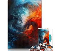 Rompecabezas de 1000 Piezas de dragón de Fuego y Hielo para Adultos y Adolescentes, Ideal para aliviar el estrés, Mejorar el Amor en Pareja, 26x38cm