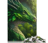 Rompecabezas de 1000 Piezas de dragón de Hoja Verde para Adultos y Adolescentes. Rompecabezas de Madera para Adultos. Juego Educativo. Juguete de desafío. 1000 Piezas (75 x 50 cm).