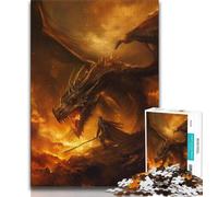 Rompecabezas de 1000 Piezas de dragón de Llamas Rompecabezas de 1000 Piezas para Adultos Regalos Juguetes Juegos educativos Alivio del estrés Mejora el Amor Entre Parejas 38x26cm