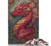 Rompecabezas de 1000 Piezas de dragón de vidrieras - 1 Rompecabezas de Madera, Juego Educativo, Juguete de desafío, 1000 Piezas (75 x 50 cm)