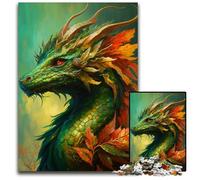 Rompecabezas de 1000 Piezas de dragón Verde para Adultos, Actividad Familiar, Rompecabezas, decoración del hogar, Regalo navideño, 26x38cm/10,23x14,96 Pulgadas