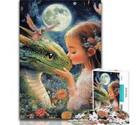 Rompecabezas de 1000 Piezas de dragón Volador y niña Rompecabezas de 1000 Piezas para Adultos Regalos Juguetes Juegos educativos Alivio del estrés y Mejora el Amor en Pareja 75x50cm