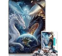 Rompecabezas de 1000 Piezas de Dragones voladores Que giran Alrededor de la Tierra para Adolescentes, Ideal para desafiar la Inteligencia Cerebral y Decorar el hogar (38x26cm)