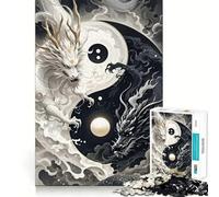 Rompecabezas de 1000 Piezas de Dragones Yin Yang Diversión con Superficie Lisa y sin Rebabas Un desafío entretenido para el Tiempo Libre (50x75cm)