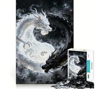 Rompecabezas de 1000 Piezas de Dragones Yin Yang,Juego de ingenio,Troquelado de Alta precisión,pasatiempo Fascinante para Momentos de Ocio (38x26cm)