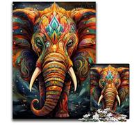 Rompecabezas de 1000 Piezas de Elefante artístico, Rompecabezas imposibles para Adultos, cumpleaños y festividades, 26x38cm/10,23x14,96 Pulgadas