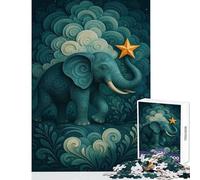 Rompecabezas de 1000 Piezas de Elefante con Estrella en un Paisaje de ensueño Juguete para decoración de Pared Gran Regalo para Juegos Juego Educativo con Piezas de Formas aleatorias Totalmente