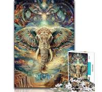 Rompecabezas de 1000 Piezas de Elefante psicodélico para Adultos y Adolescentes Alivia el estrés y Mata el Tiempo en casa Incluye póster y Hoja de Trivia a Juego 38x26cm