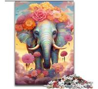 Rompecabezas de 1000 Piezas de Elefantes de Madera con Animales de Colores, Padres,Parejas y Amigos Edad Recomendada: 14+ 50x75cm Una Divertida Actividad para una Noche de Juegos