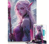 Rompecabezas de 1000 Piezas de Elfo de Pelo Rosa con bastón para Adolescentes Juguete de lógica Fuerte Escape Tranquilo Borde Transparente Regalo de cumpleaños (38x26cm)