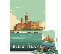 Rompecabezas de 1000 Piezas de Ellis Island,Nueva York Diseño de Corte preciso Juego Inteligente Regalo fácil de Usar Decoración de cumpleaños Regalo 50x75cm