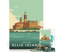 Rompecabezas de 1000 Piezas de Ellis Island,Nueva York Juego Limpio y Divertido Regalo Ideal para Relajarse y Disfrutar de la Navidad Decoración navideña (38x52cm)