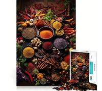 Rompecabezas de 1000 Piezas de Especias, Comida y Cocina para Adolescentes Juguete de razonamiento, Habilidad, Tranquilidad, Calma, Corte Exacto, Sorpresa navideña 38x26cm