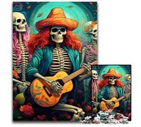 Rompecabezas de 1000 Piezas de Esqueleto artístico Tocando la Guitarra para Adultos, desafiante Rompecabezas de Bricolaje para Adolescentes, 50x75cm/19,68x29,52 Pulgadas