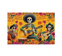Rompecabezas de 1000 piezas de esqueletos y flores en el día de los muertos para adultos, rompecabezas de madera para adultos, regalos para decoración del hogar