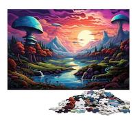 Rompecabezas de 1000 Piezas de fantasía con paisajes de Atardecer, Rompecabezas de Madera, Juegos educativos, decoración del hogar, 1000 Piezas (75 x 50 cm)