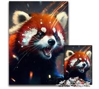 Rompecabezas de 1000 Piezas de fantasía de Panda Rojo para Adultos, Juego Interactivo Familiar, Regalo Artesanal con Ilustraciones Coloridas, 26x38cm/10,23x14,96 Pulgadas